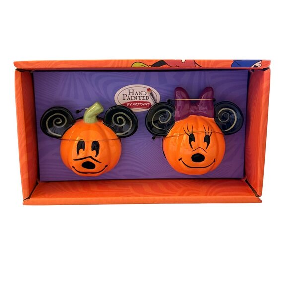Disney Mickey & Minnie‎ Mouse Jack O'lantern Salt & Pepper Shaker Set - NIB - Picture 3 of 9